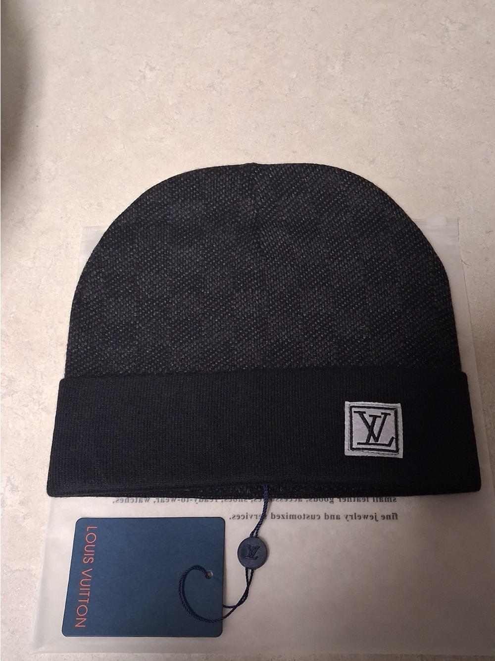 Black Knit Beanie with Patch